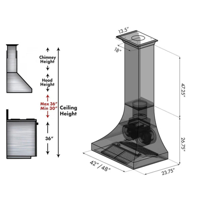 ZLINE Designer 8632H Series Hand-Hammered Copper Wall Mount Range Hood.