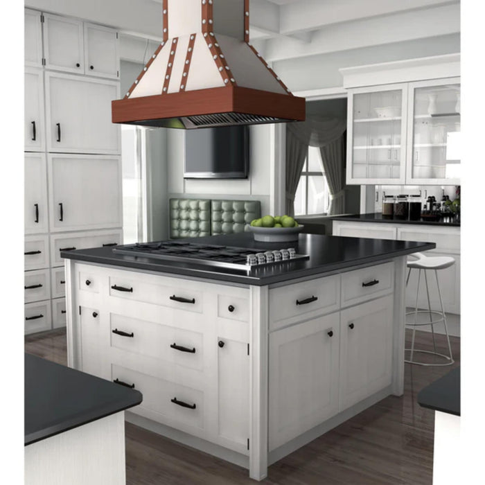 ZLINE 655i-SCCCS-36 36 Inch Designer Series Satin Stainless Steel Island Range Hood with Copper Trim – 700 CFM