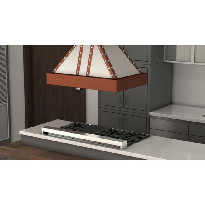ZLINE 655i-SCCCS-36 36 Inch Designer Series Satin Stainless Steel Island Range Hood with Copper Trim – 700 CFM