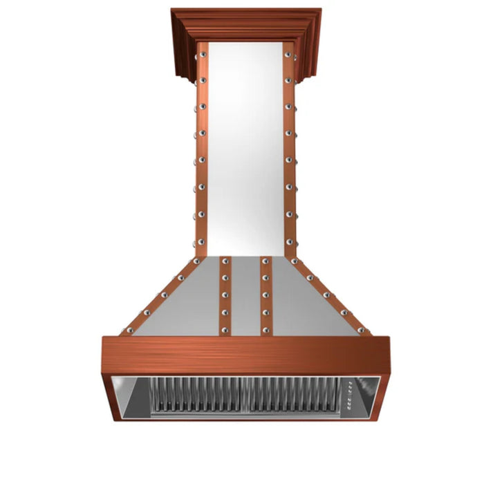ZLINE 655i-SCCCS-36 36 Inch Designer Series Satin Stainless Steel Island Range Hood with Copper Trim – 700 CFM