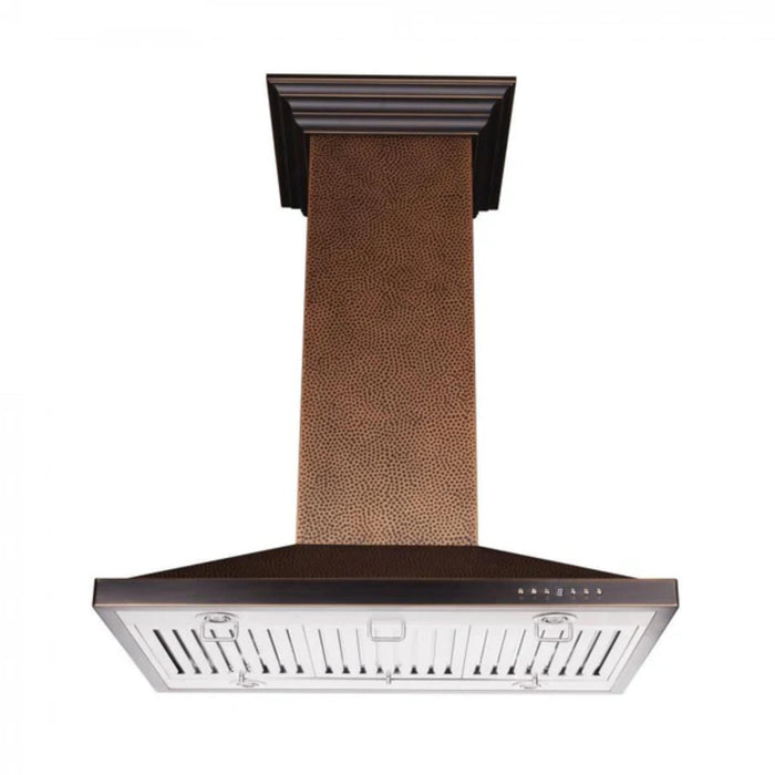 ZLINE Designer 8GL2Hi Series Hand-Hammered Copper Island Mount Range Hood