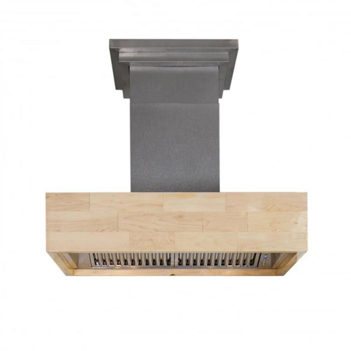 ZLINE 36 Inch 400 CFM Wooden Wall Mount Range Hood in Butcher Block Maple