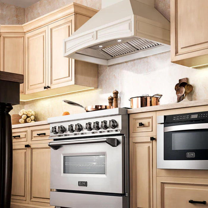 ZLINE Wooden Wall Mount Range Hoods in Cottage White – 30" & 36"