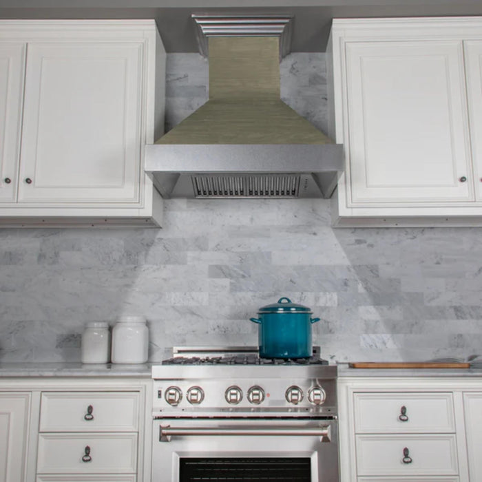 ZLINE 365YY 700 CFM Wooden Wall Mount Range Hood with Stainless Steel Accent