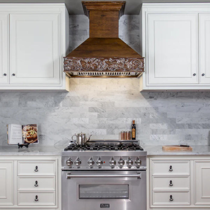 ZLINE 42" Wooden Wall Mount Range Hood in Walnut with Remote Motor