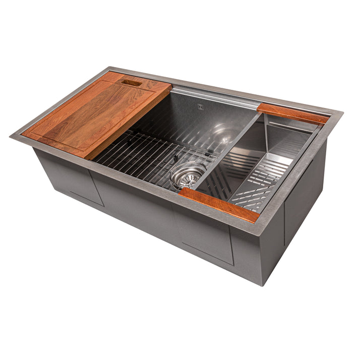 ZLINE 33" Garmisch Undermount Single Bowl Kitchen Sink with Bottom Grid and Accessories