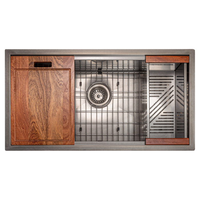 ZLINE 33" Garmisch Undermount Single Bowl Kitchen Sink with Bottom Grid and Accessories