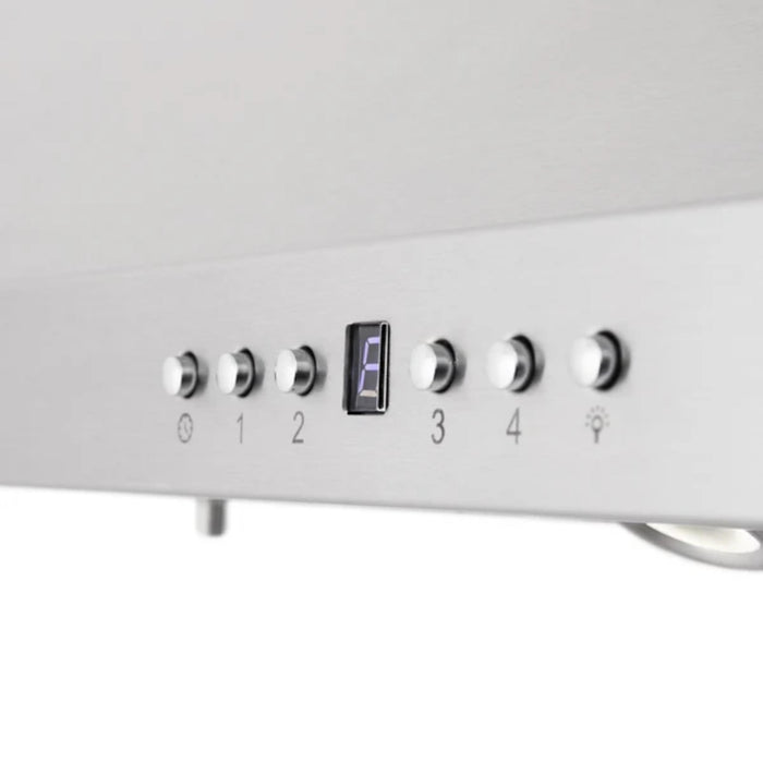 ZLINE GL1iCRN-BT 30" and 36" CrownSound™ Island Mount Range Hood with Built-in Bluetooth Speakers.