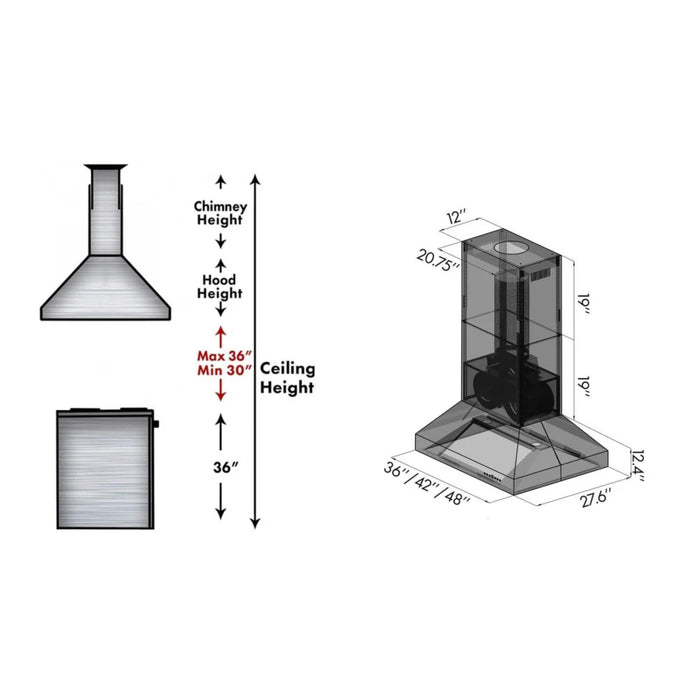 ZLINE Island Mount Outdoor Stainless Steel Range Hood