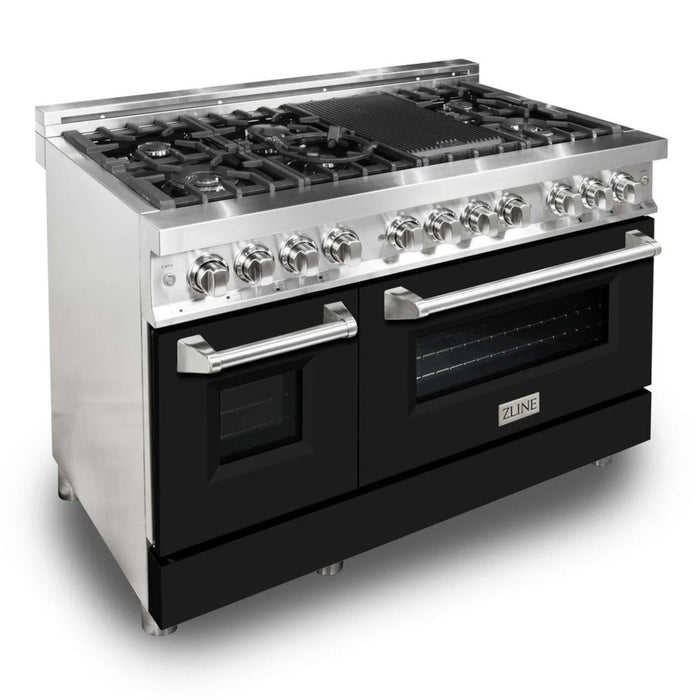 ZLINE Legacy Dual Fuel Range with Black Matte Door – Available in 24", 30", 36", and 48" Sizes