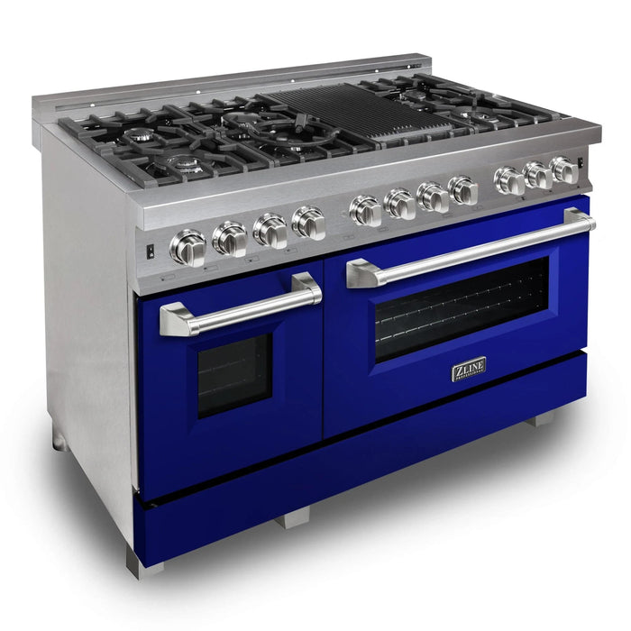 ZLINE Legacy Dual Fuel Range Satin Stainless Series – Blue Gloss, Black Matte, Satin Nickel (RAS-BG, RAS-BLM, RAS-SN)