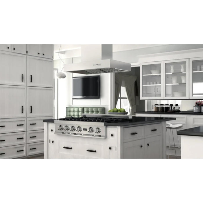 ZLINE KECOMi-R 36 Inch 400/700 CFM Remote Blower Island Mount Range Hood Stainless Steel