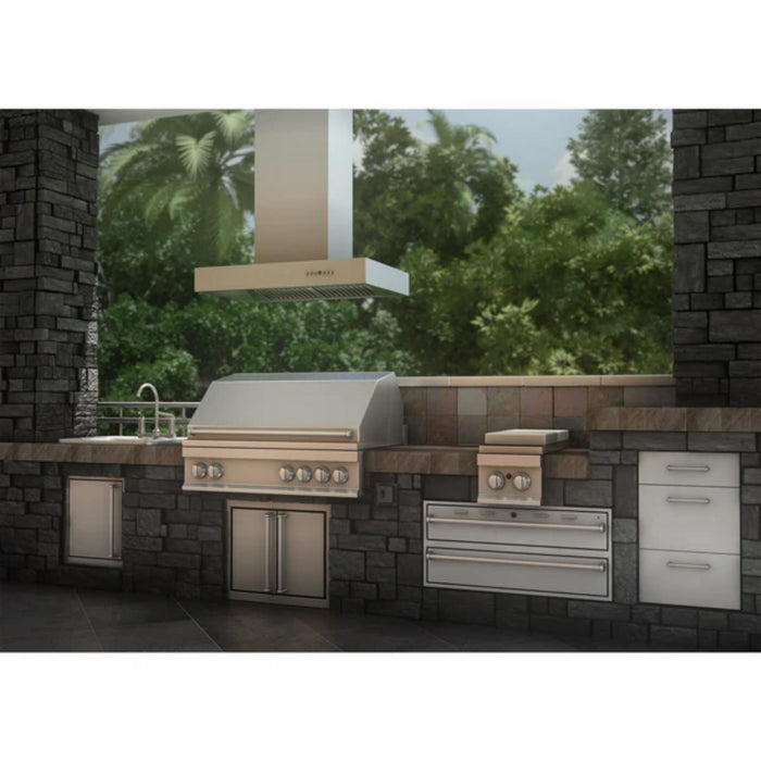 ZLINE KECOMi-R 36 Inch 400/700 CFM Remote Blower Island Mount Range Hood Stainless Steel