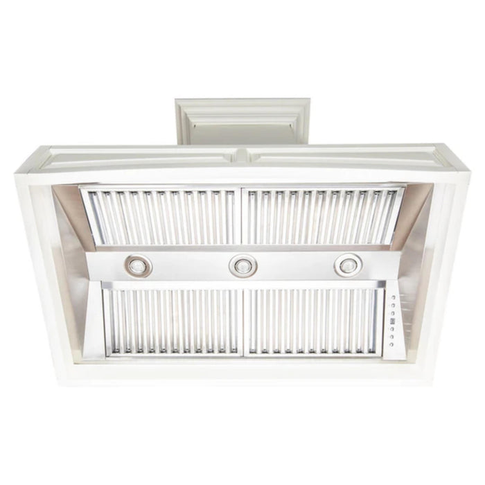 ZLINE 30" & 36" Wooden Wall Mount Range Hoods with Single Remote Blower in Cottage White