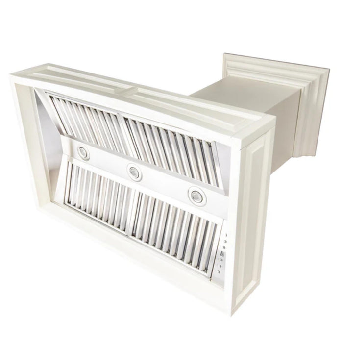 ZLINE 30" & 36" Wooden Wall Mount Range Hoods with Single Remote Blower in Cottage White