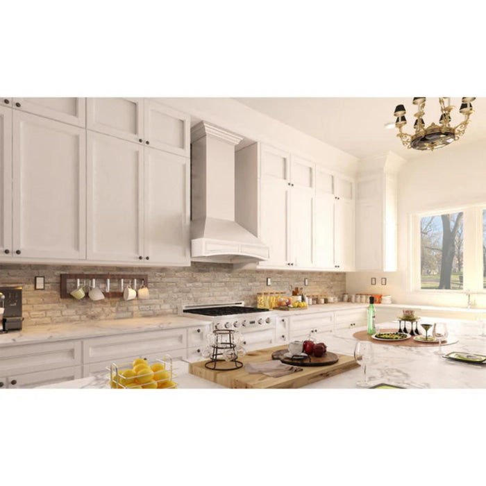 ZLINE 30" & 36" Wooden Wall Mount Range Hoods with Dual Remote Blower in Cottage White