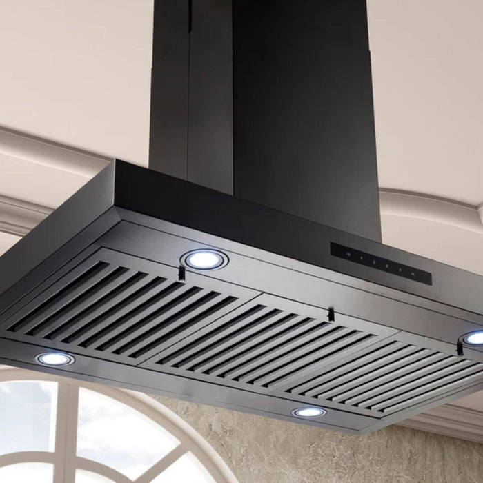 ZLINE Convertible Island Mount Range Hood in Black Stainless Steel